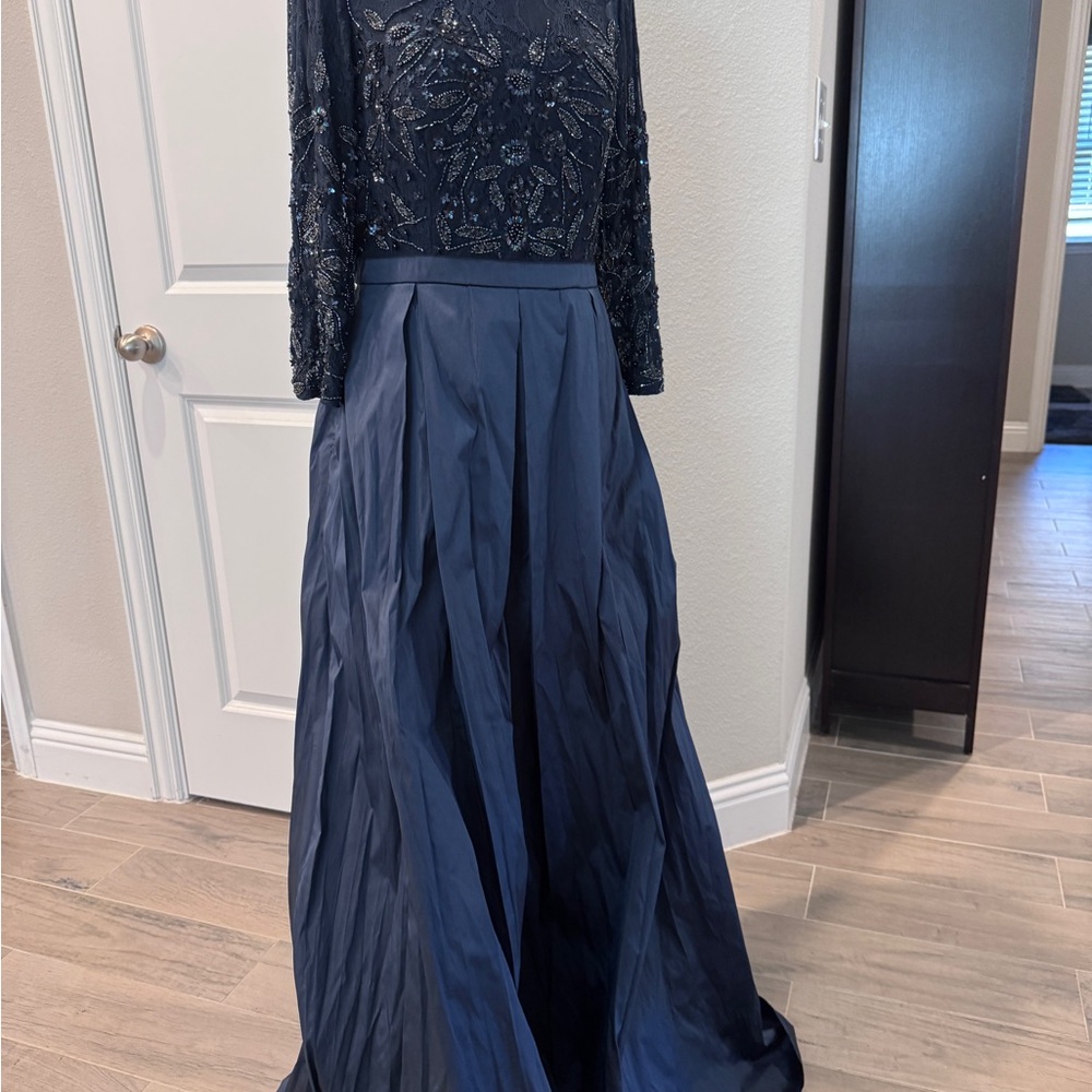 Oleg Cassini Navy Long Sleeve Dress